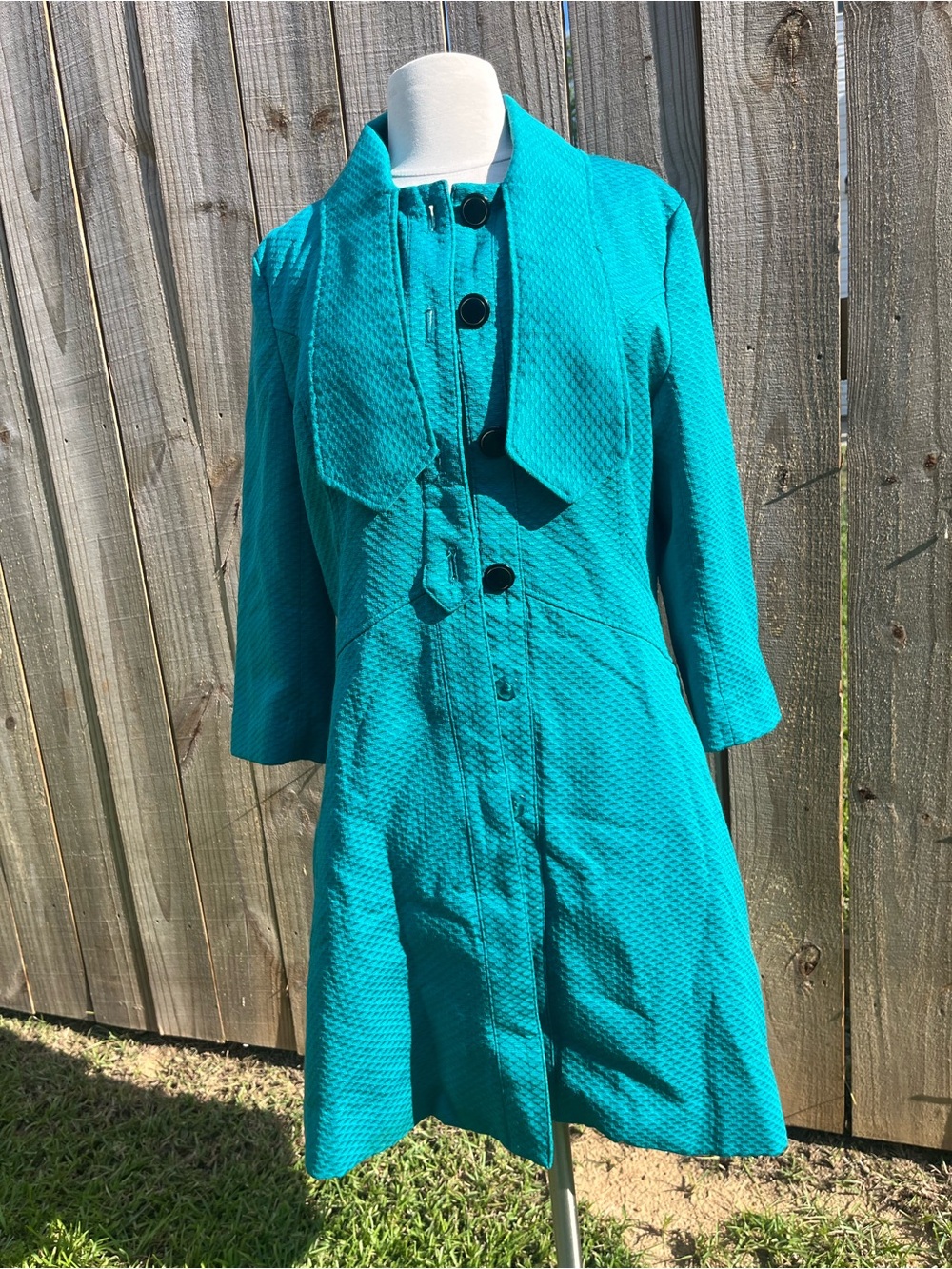 Tulle Teal Textured Trench Coat